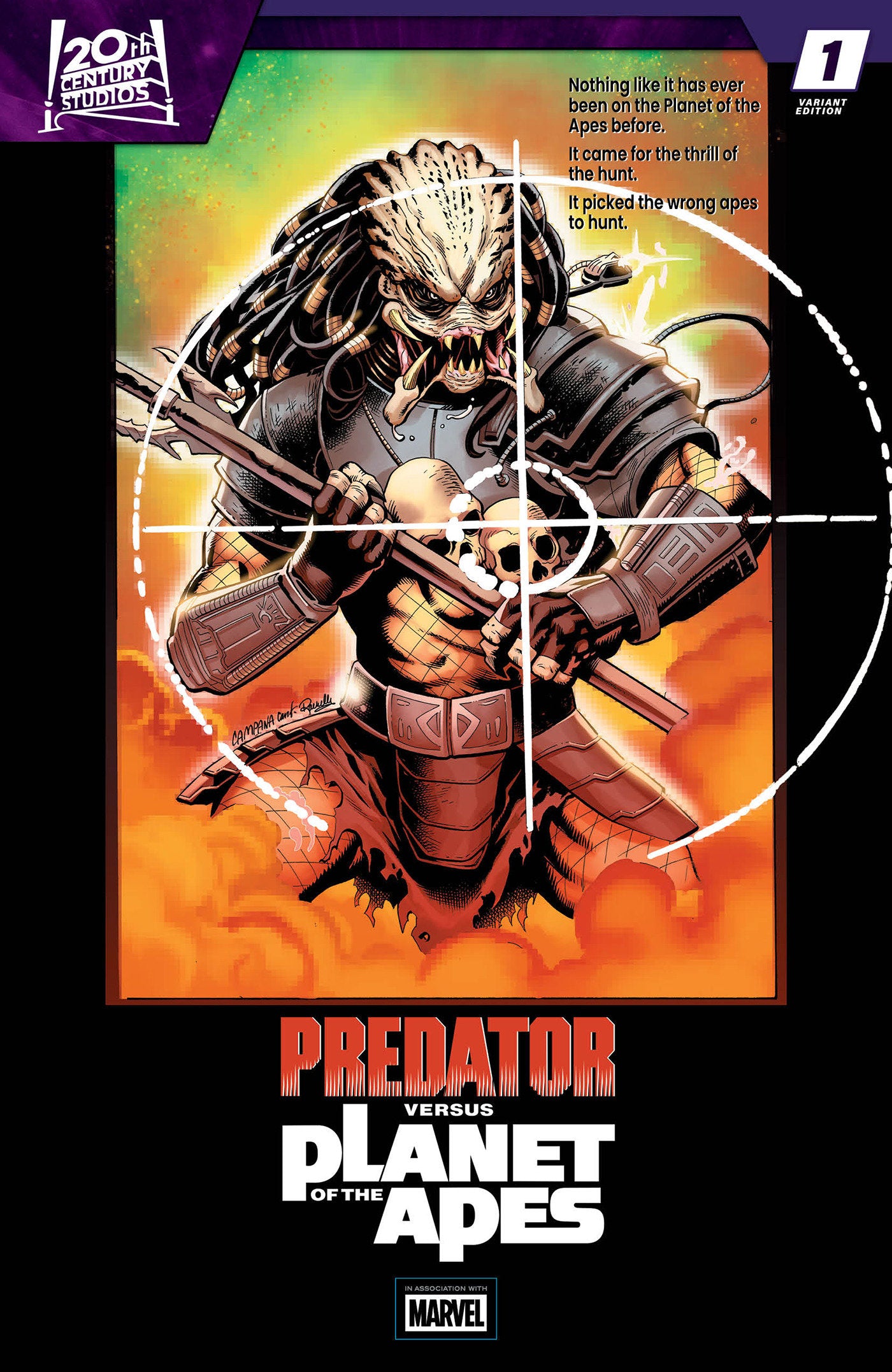 PREDATOR VS. THE PLANET OF THE APES #1 CHRIS CAMPANA MOVIE POSTER HOMAGE VARIANT