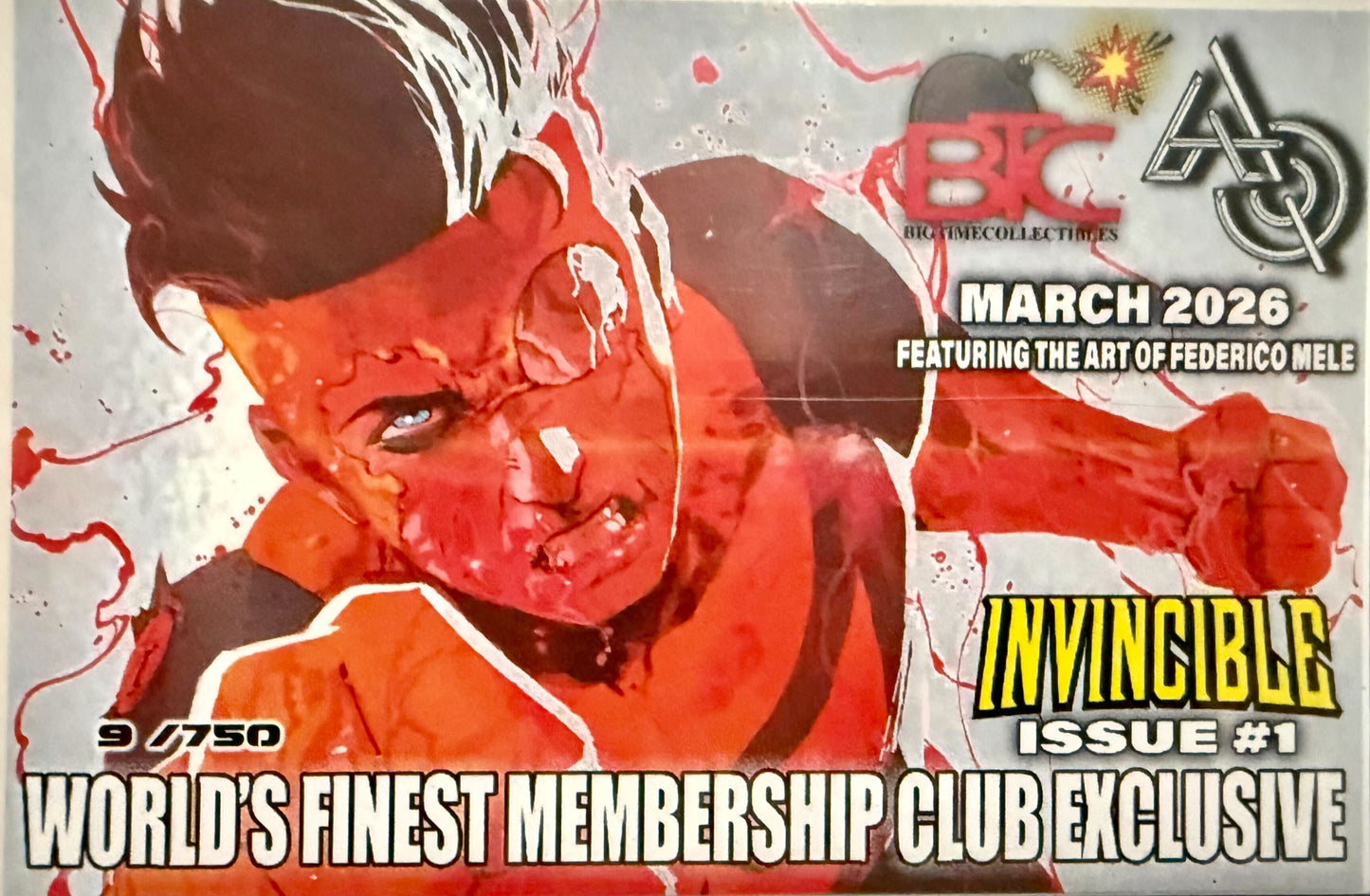 INVINCIBLE #1 - Federico Mele Foil Virgin - #9/750 w/COA - BTC AQ Limited Exclusive