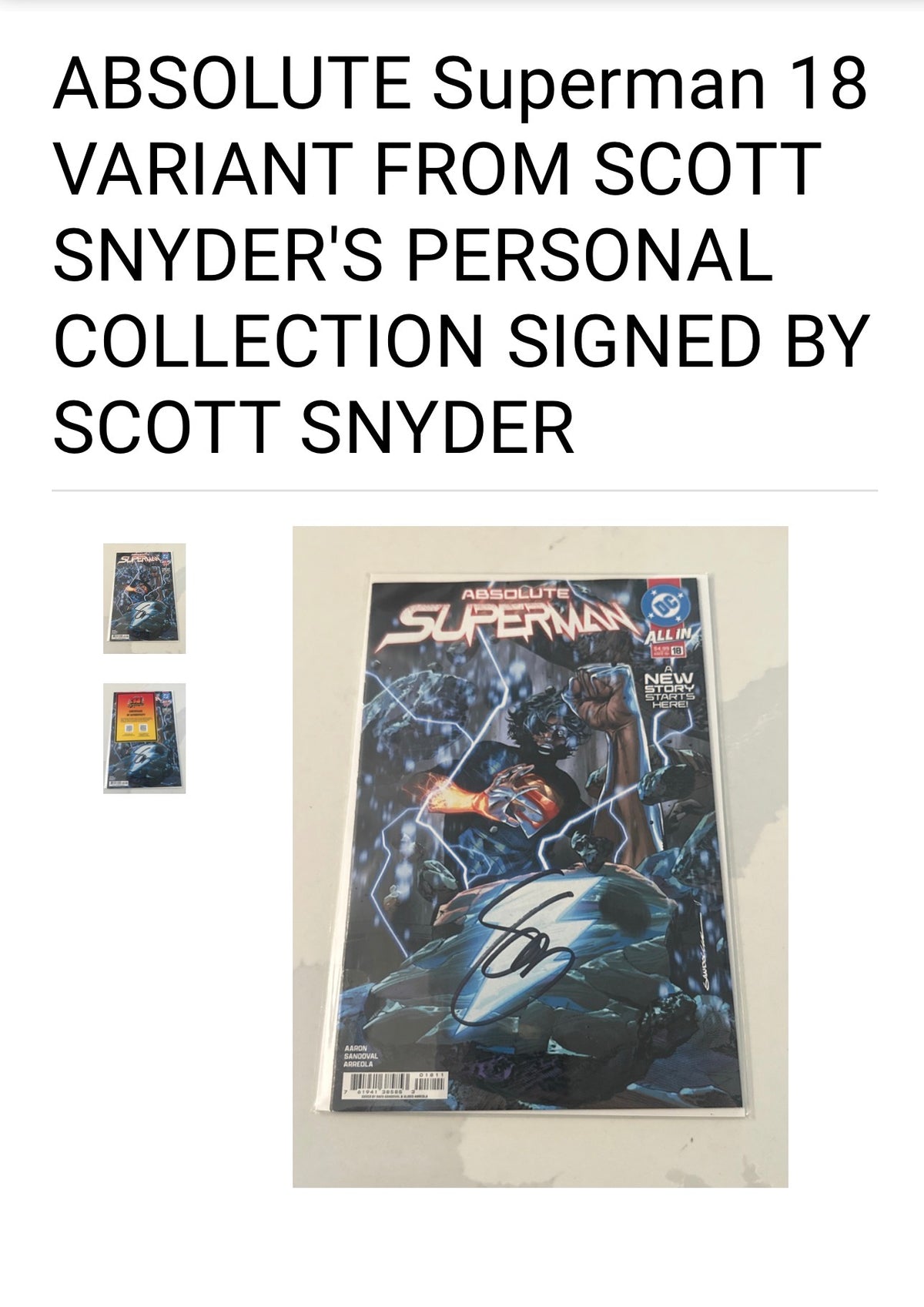 ABSOLUTE SUPERMAN #18 CVR A - FROM SCOTT SNYDER'S PERSONAL COLLECTION - SIGNED BY SCOTT SNYDER w/COA