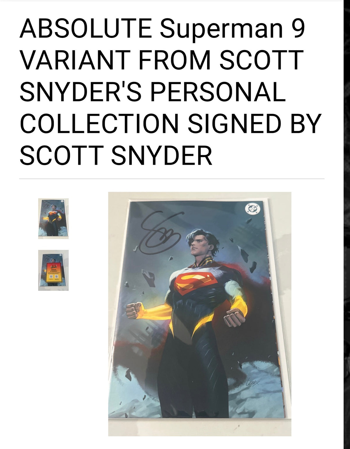 ABSOLUTE SUPERMAN #9 Cover E 1:50 Lesley 'Leirix' Li Virgin Variant - FROM SCOTT SNYDER'S PERSONAL COLLECTION - SIGNED BY SCOTT SNYDER W/ COA