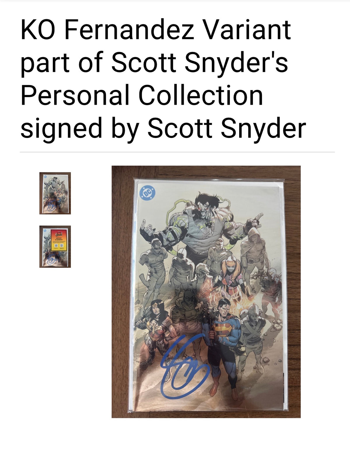 DC K.O. #2 Cover J Javier Fernández Foil Virgin Variant - FROM SCOTT SNYDER'S PERSONAL COLLECTION - SIGNED BY SCOTT SNYDER w/COA