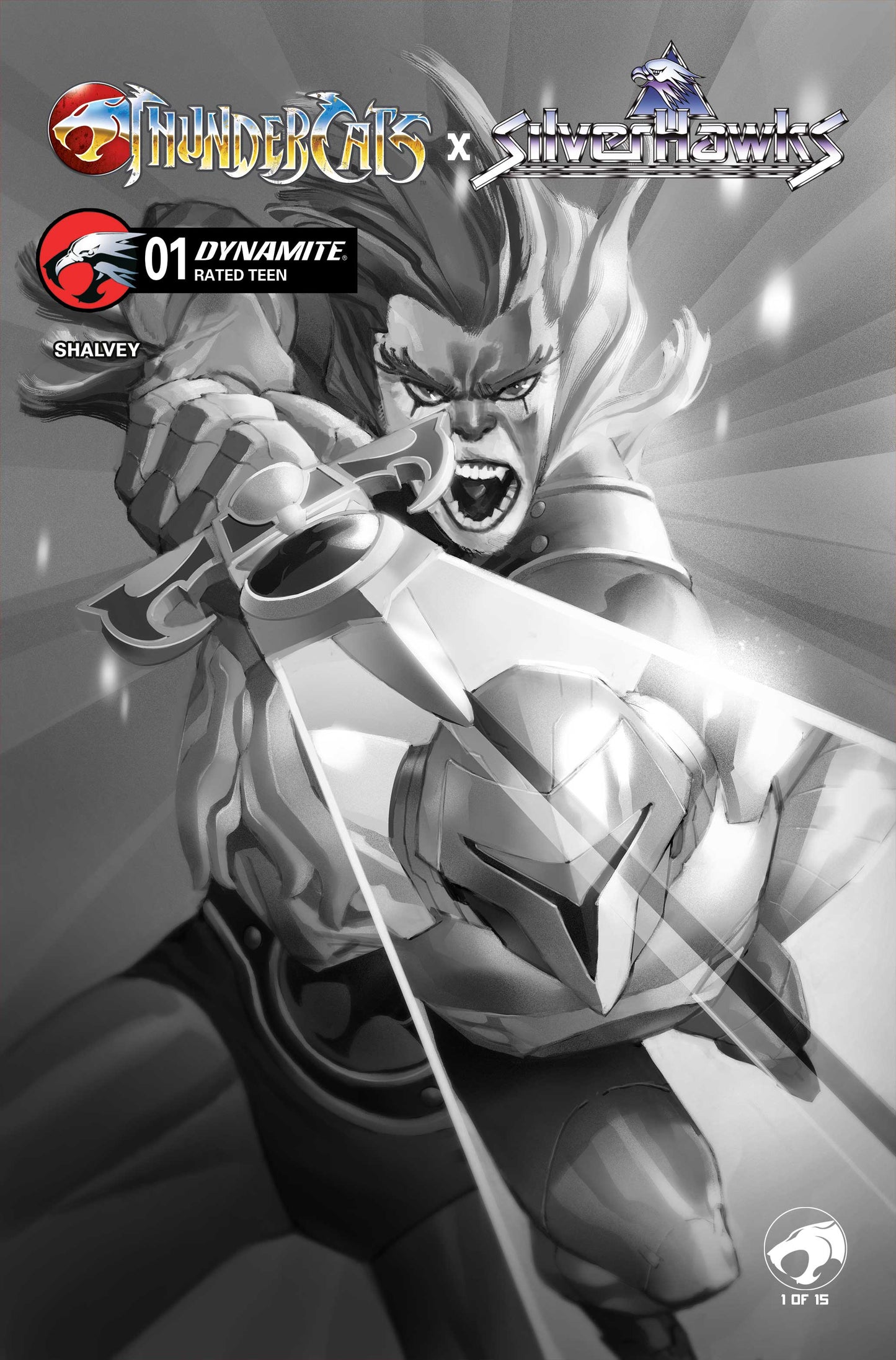 THUNDERCATS X SILVERHAWKS #1 CVR K INC 1:20 ERIC CANETE B&W VARIANT