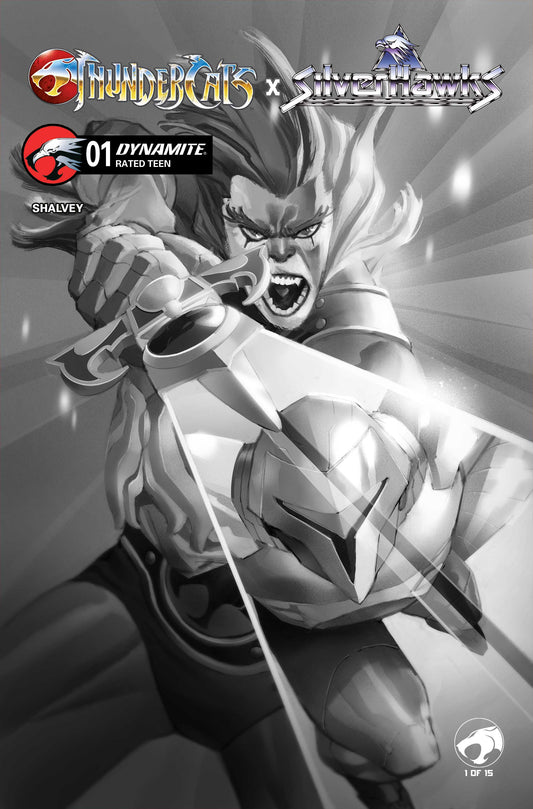THUNDERCATS X SILVERHAWKS #1 CVR K INC 1:20 ERIC CANETE B&W VARIANT