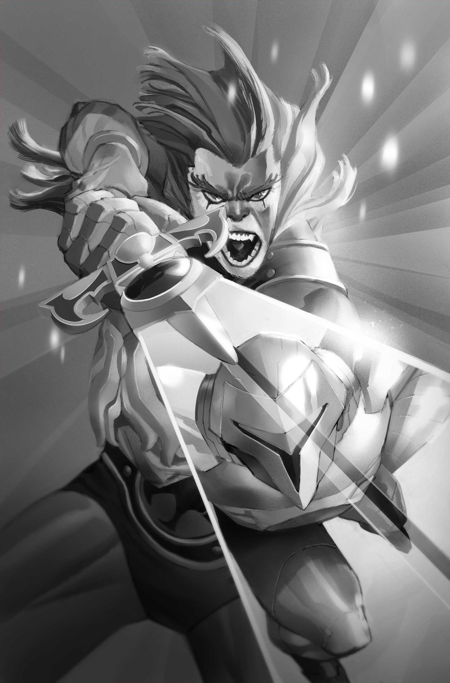 THUNDERCATS X SILVERHAWKS #1 CVR M INC 1:30 ERIC CANETE B&W VIRGIN VARIANT
