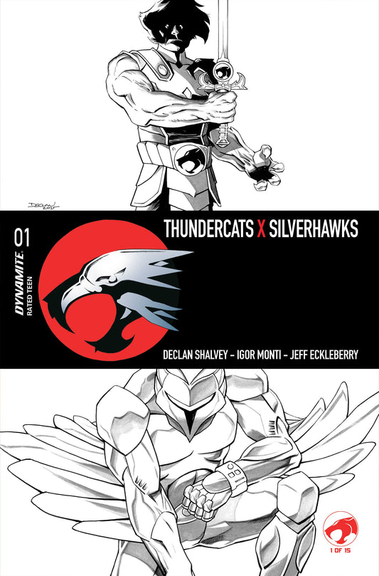 THUNDERCATS X SILVERHAWKS #1 CVR N INC 1:35 DECLAN SHALVEY LINE ART VARIANT