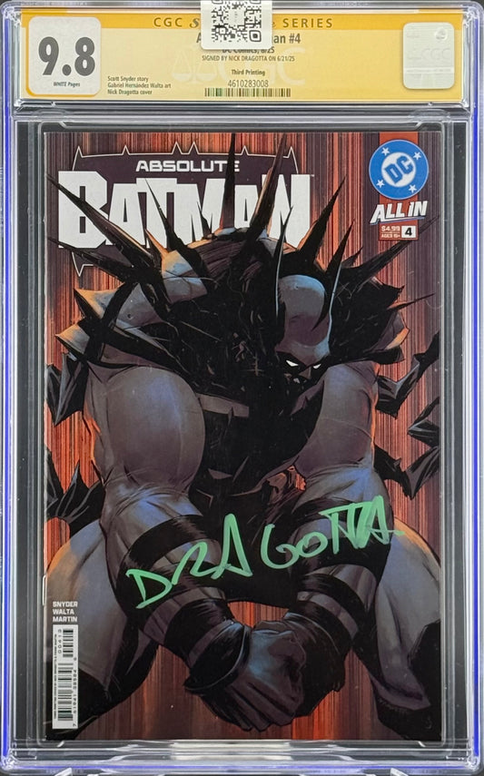 Absolute Batman #4 - SS CGC 9.8 - Signed by Dragotta (3rd Print)