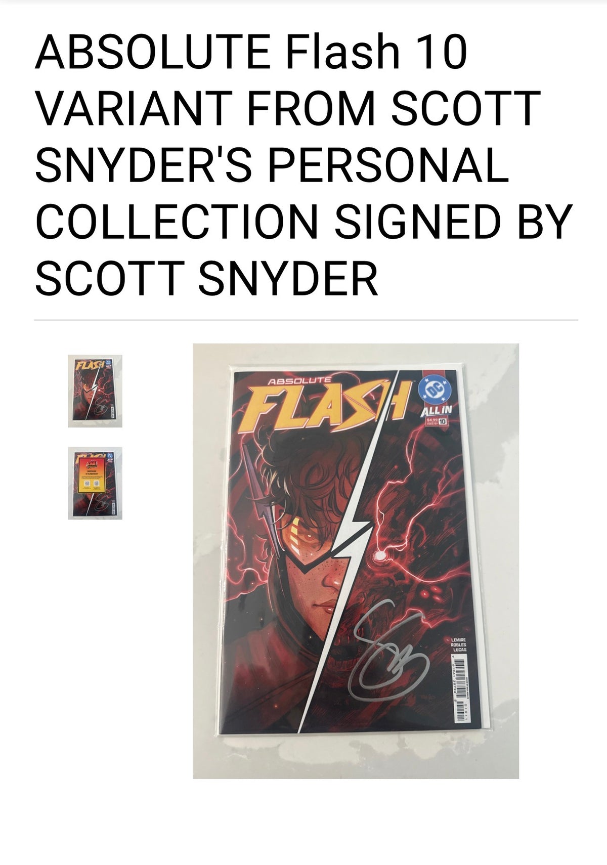 ABSOLUTE FLASH #10 - FROM SCOTT SNYDER'S PERSONAL COLLECTION - SIGNED BY SCOTT SNYDER