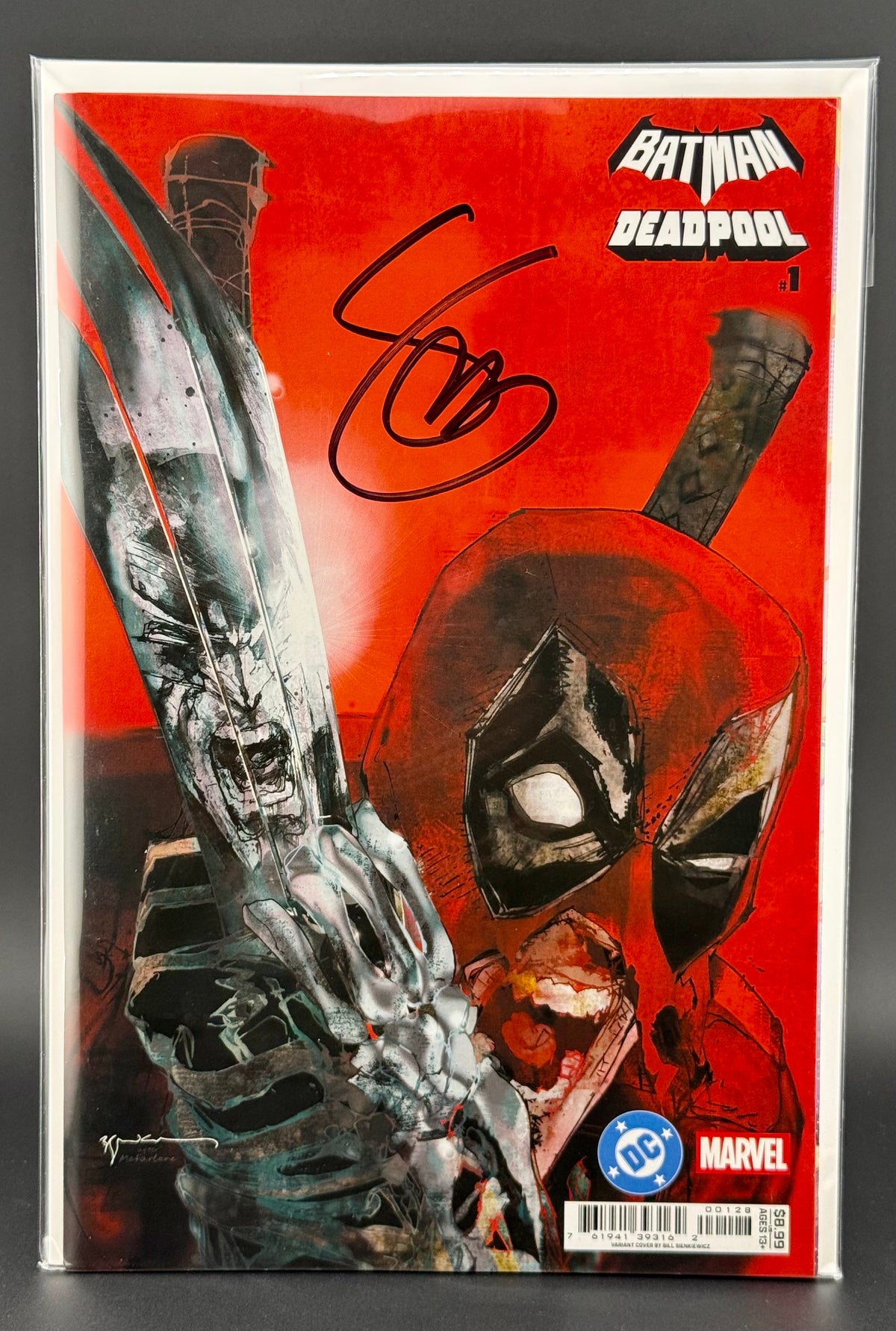 Batman/Deadpool #1 Bill Sienkiewicz Virgin Variant - FROM SCOTT SNYDER'S PERSONAL COMP COLLECTION - SIGNED BY SCOTT SNYDER w/COA