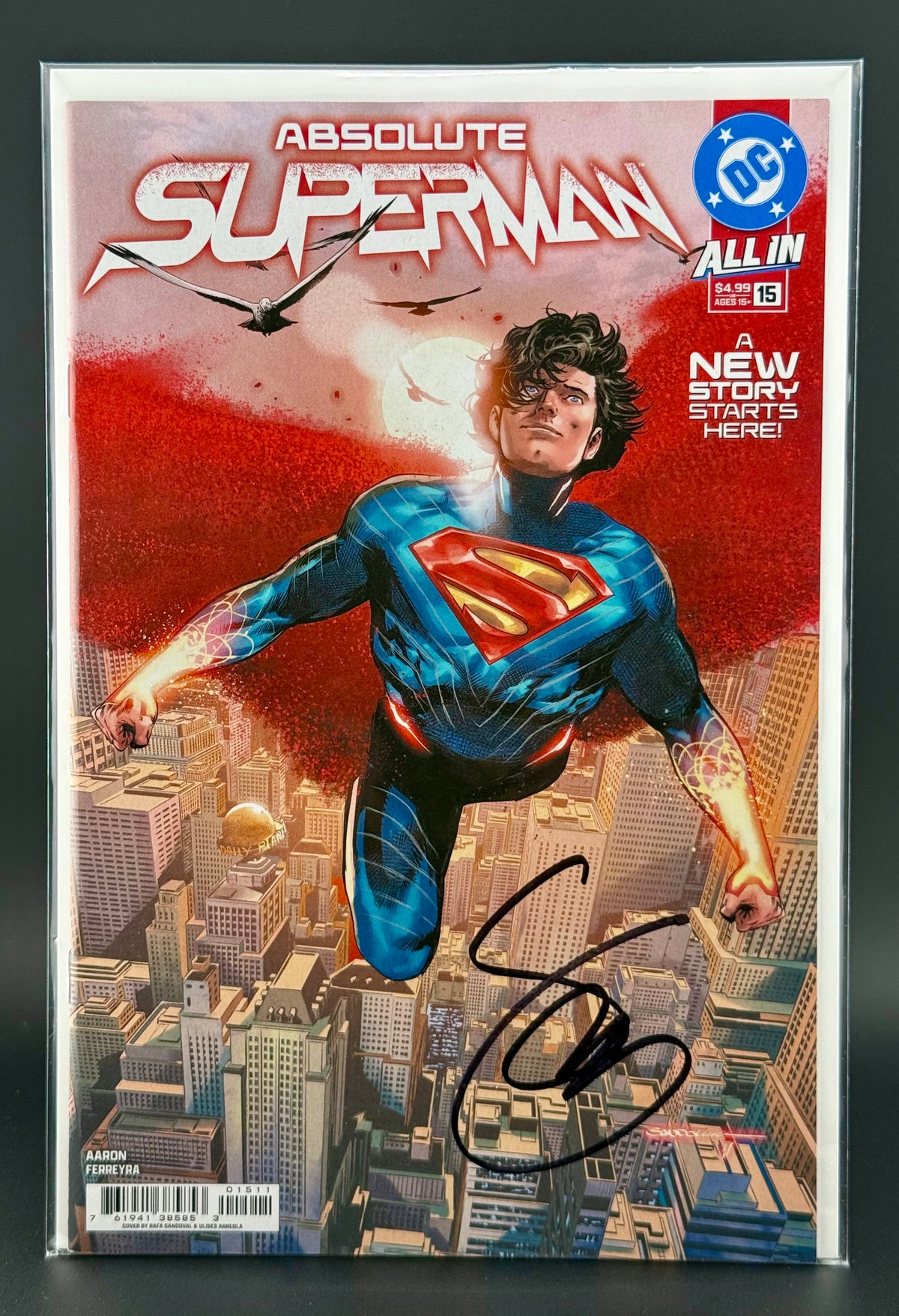 ABSOLUTE SUPERMAN #15 COVER A RAFA SANDOVAL - FROM SCOTT SNYDER'S PERSONAL COMP COLLECTION - SIGNED BY SCOTT SNYDER w/COA