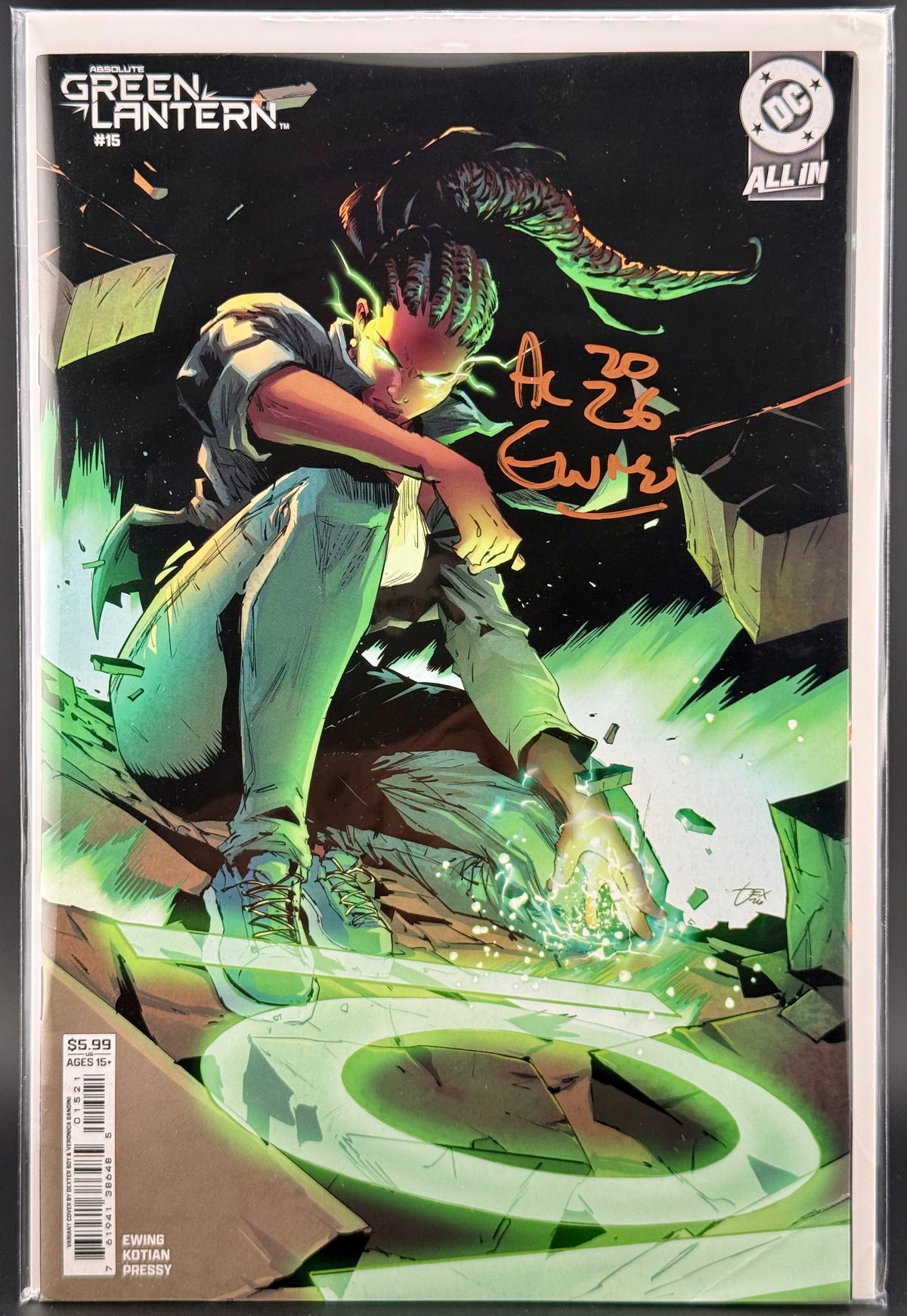 ABSOLUTE GREEN LANTERN #15 COVER B DEXTER SOY VARIANT - From Al Ewing’s Comp Collection - Signed by Al Ewing w/COA