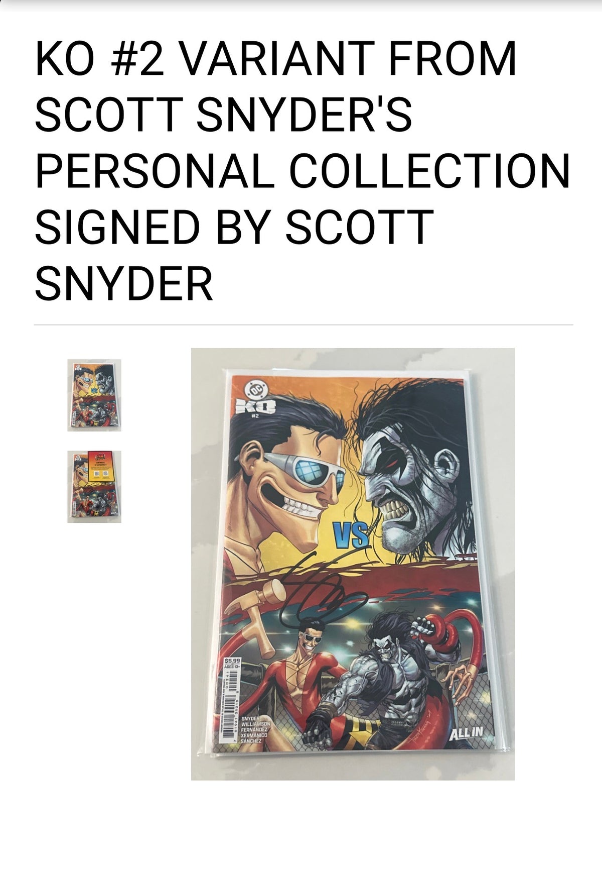 DC K.O. #2 Cover D Tyler Kirkham Variant - FROM SCOTT SNYDER'S PERSONAL COLLECTION - SIGNED BY SCOTT SNYDER