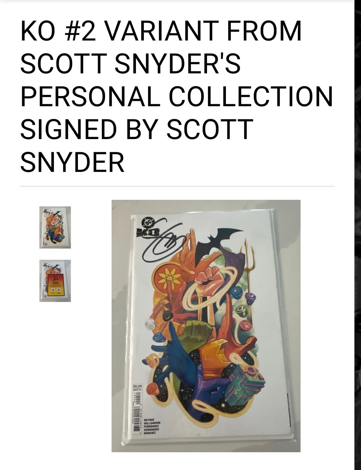 DC K.O. #2 Cover C Mike Del Mundo VARIANT - FROM SCOTT SNYDER'S PERSONAL COMP COLLECTION - SIGNED BY SCOTT SNYDER w/COA