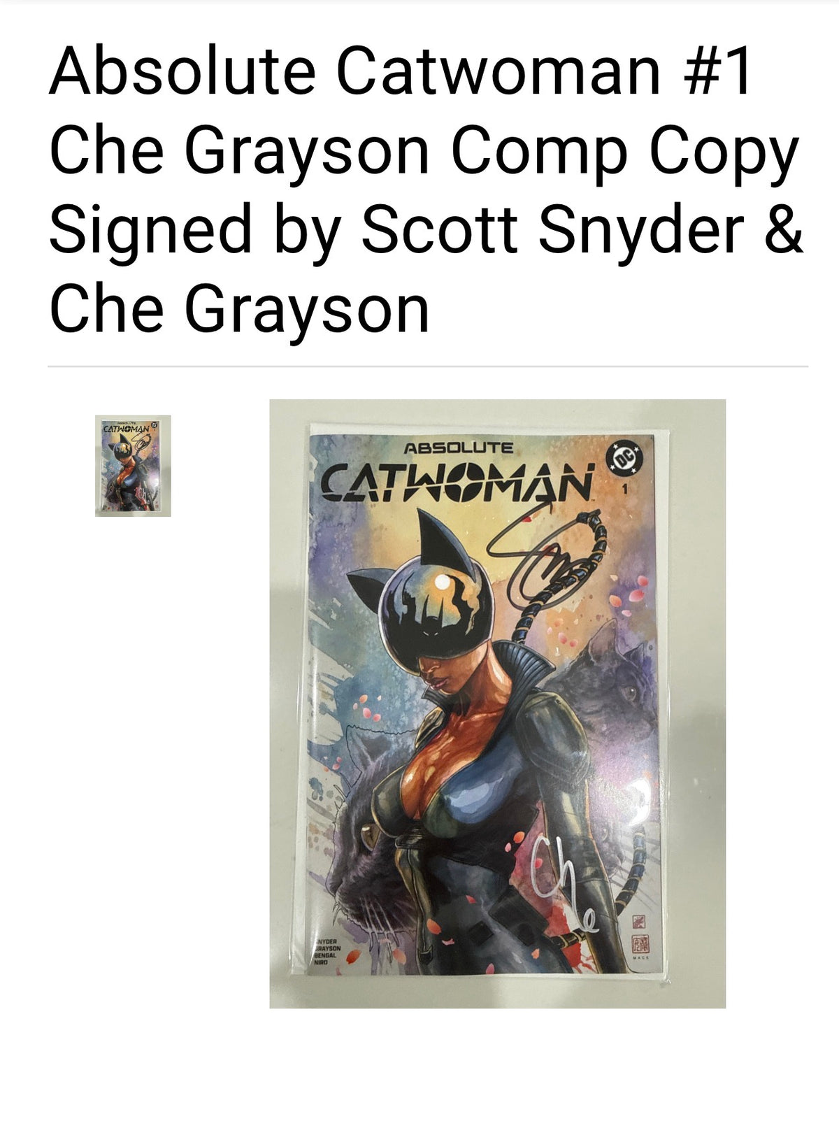 ABSOLUTE CATWOMAN #1 David Mack (RE) Variant - FROM Che Grayson Comp Collection - Double Signed by Scott Snyder & Che Grayson w/COA